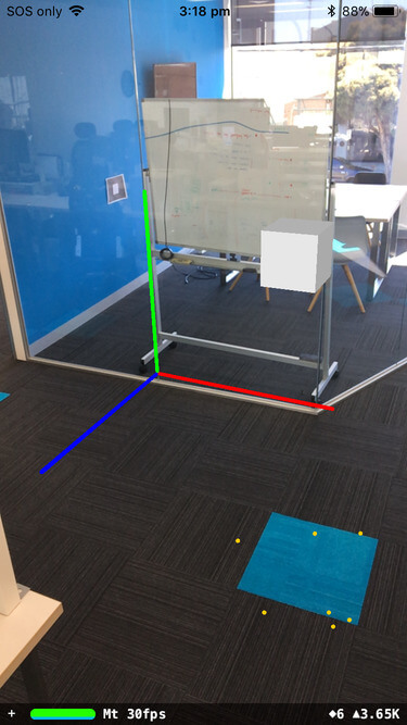 World Tracking – yellow dots indicate points ARKit is tracking World Tracking