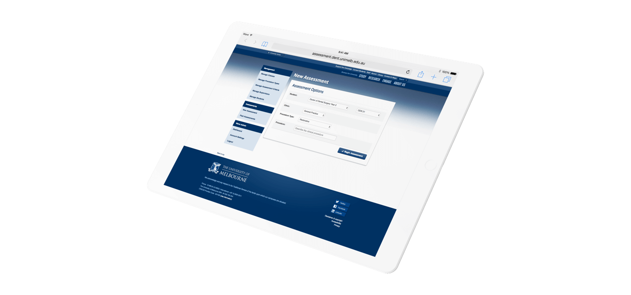 iPad with a screenshot of the University of Melbourne Dental School App by Wave Digital App Development in Melbourne