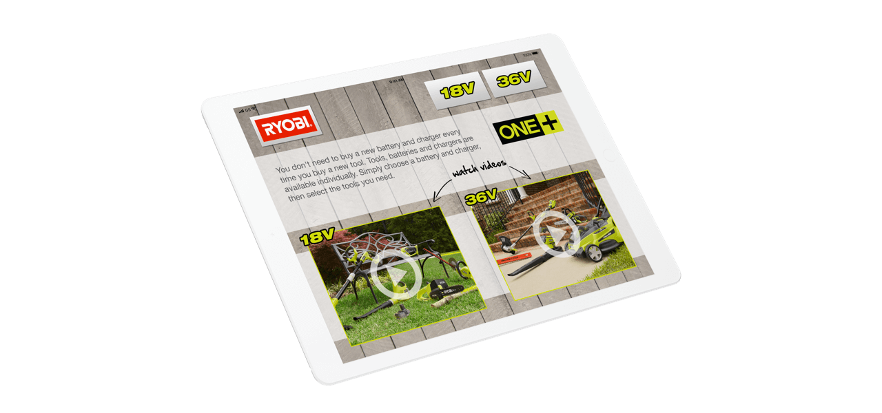 iPad showing screenshot from Ryobi app by Wave Digital App Development in Melbourne
